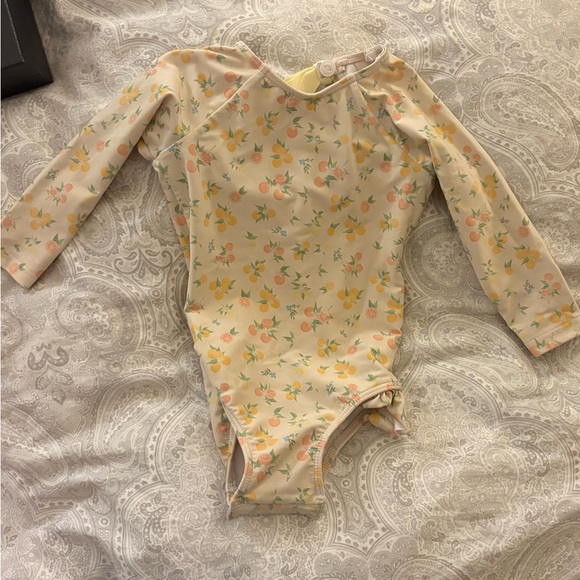 Peach Print Kids Swim Bodysuit - Picture 1 of 4